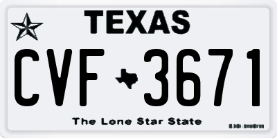 TX license plate CVF3671