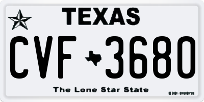 TX license plate CVF3680