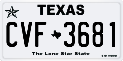 TX license plate CVF3681