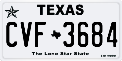 TX license plate CVF3684