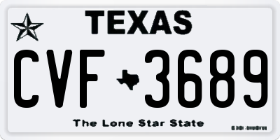 TX license plate CVF3689