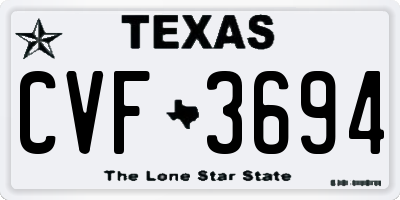 TX license plate CVF3694