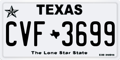 TX license plate CVF3699