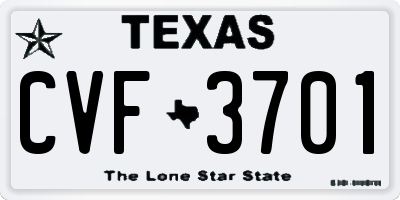 TX license plate CVF3701