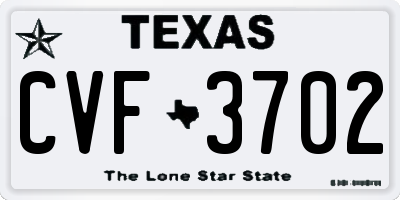 TX license plate CVF3702