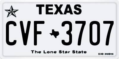 TX license plate CVF3707