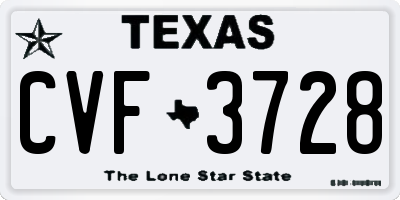 TX license plate CVF3728
