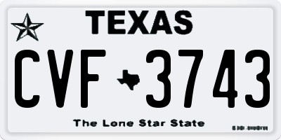TX license plate CVF3743