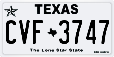 TX license plate CVF3747