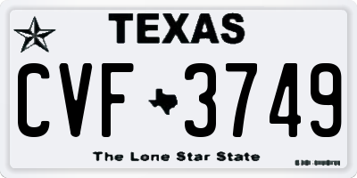 TX license plate CVF3749