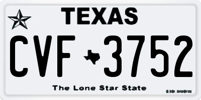 TX license plate CVF3752