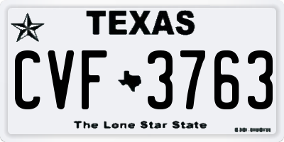 TX license plate CVF3763