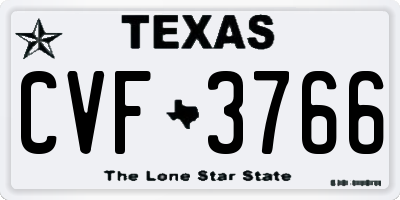 TX license plate CVF3766