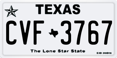 TX license plate CVF3767