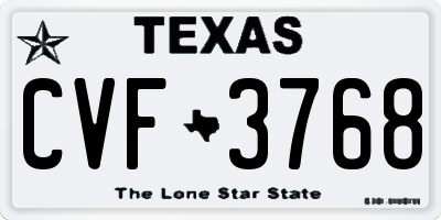 TX license plate CVF3768