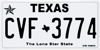 TX license plate CVF3774