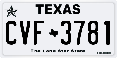 TX license plate CVF3781