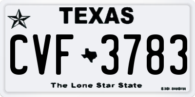 TX license plate CVF3783