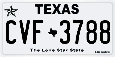 TX license plate CVF3788