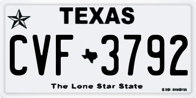 TX license plate CVF3792