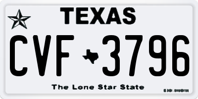 TX license plate CVF3796