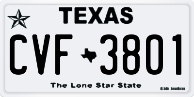 TX license plate CVF3801