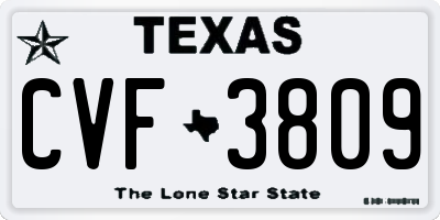 TX license plate CVF3809