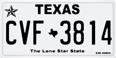 TX license plate CVF3814