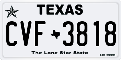 TX license plate CVF3818