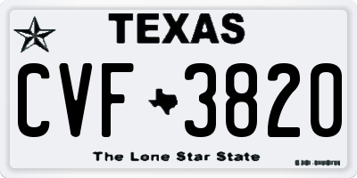 TX license plate CVF3820