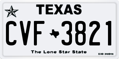TX license plate CVF3821
