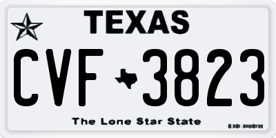 TX license plate CVF3823