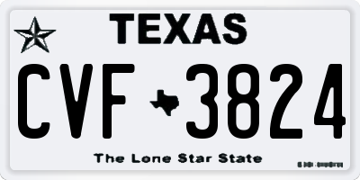 TX license plate CVF3824