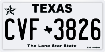 TX license plate CVF3826