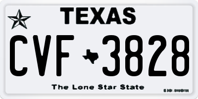 TX license plate CVF3828