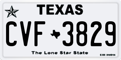 TX license plate CVF3829