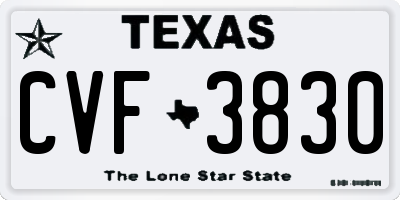 TX license plate CVF3830