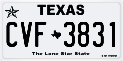 TX license plate CVF3831