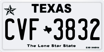 TX license plate CVF3832
