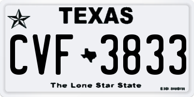 TX license plate CVF3833