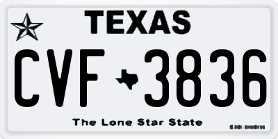 TX license plate CVF3836