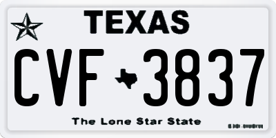 TX license plate CVF3837