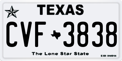 TX license plate CVF3838