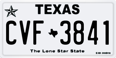 TX license plate CVF3841
