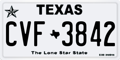 TX license plate CVF3842