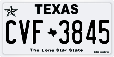 TX license plate CVF3845