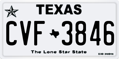 TX license plate CVF3846