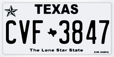 TX license plate CVF3847