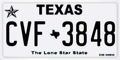 TX license plate CVF3848