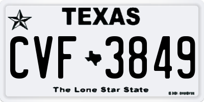 TX license plate CVF3849